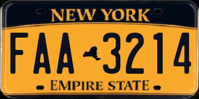 NY license plate FAA3214