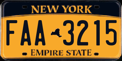 NY license plate FAA3215