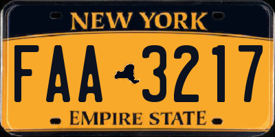 NY license plate FAA3217