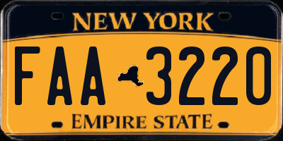 NY license plate FAA3220