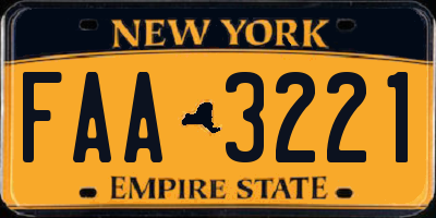 NY license plate FAA3221