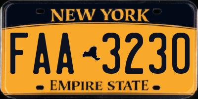 NY license plate FAA3230