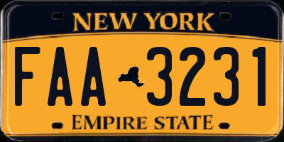 NY license plate FAA3231