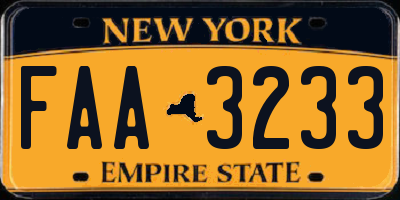 NY license plate FAA3233