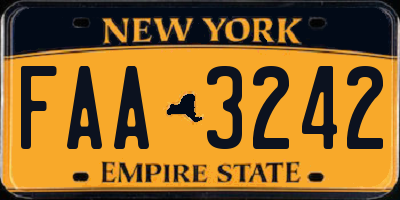 NY license plate FAA3242