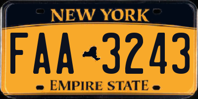 NY license plate FAA3243