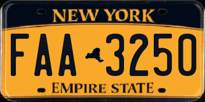 NY license plate FAA3250