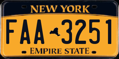 NY license plate FAA3251