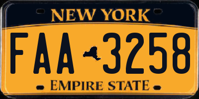 NY license plate FAA3258