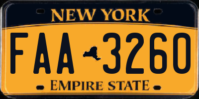 NY license plate FAA3260