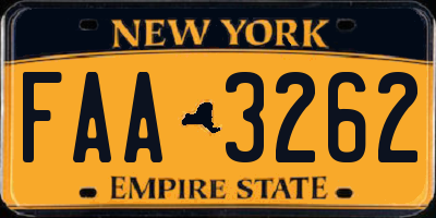 NY license plate FAA3262