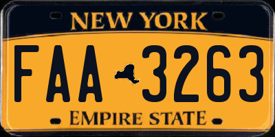 NY license plate FAA3263