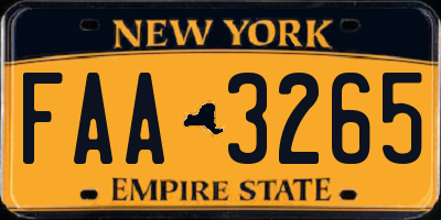 NY license plate FAA3265