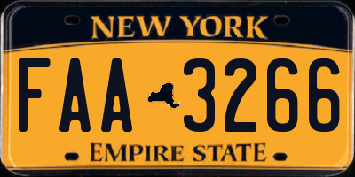 NY license plate FAA3266