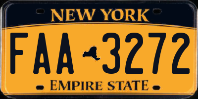 NY license plate FAA3272