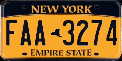 NY license plate FAA3274