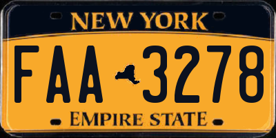 NY license plate FAA3278