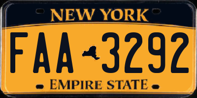 NY license plate FAA3292