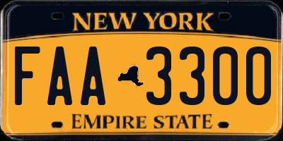 NY license plate FAA3300