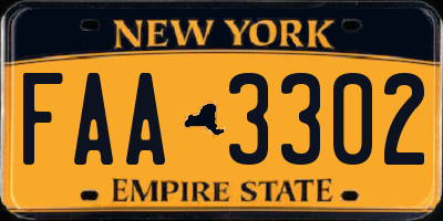 NY license plate FAA3302