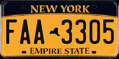 NY license plate FAA3305