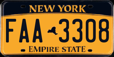 NY license plate FAA3308