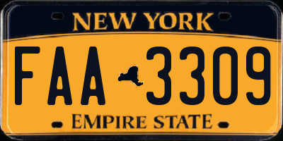 NY license plate FAA3309