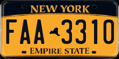 NY license plate FAA3310