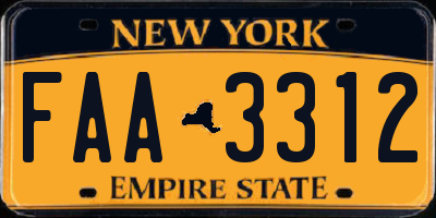 NY license plate FAA3312