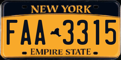 NY license plate FAA3315