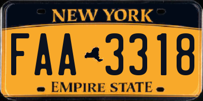 NY license plate FAA3318