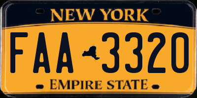 NY license plate FAA3320