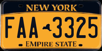 NY license plate FAA3325