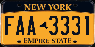 NY license plate FAA3331