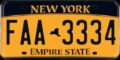 NY license plate FAA3334