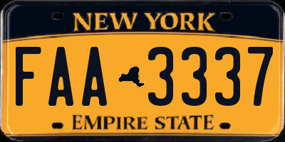 NY license plate FAA3337