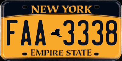 NY license plate FAA3338