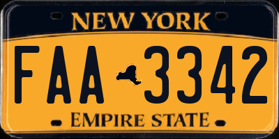 NY license plate FAA3342