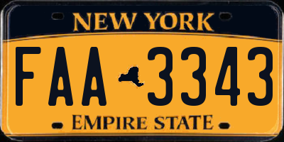 NY license plate FAA3343