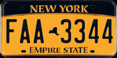 NY license plate FAA3344