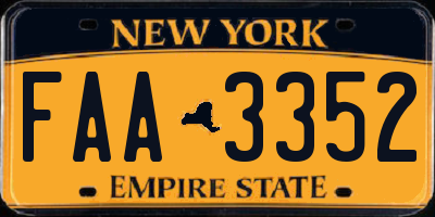 NY license plate FAA3352