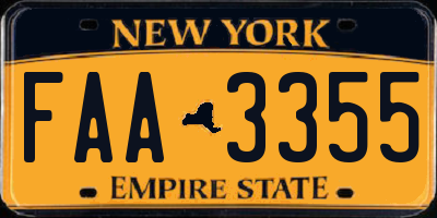 NY license plate FAA3355
