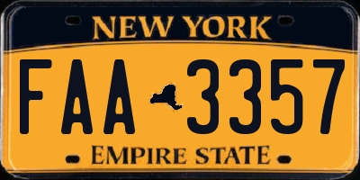 NY license plate FAA3357