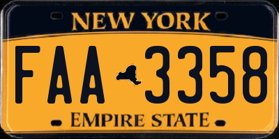 NY license plate FAA3358