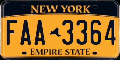 NY license plate FAA3364