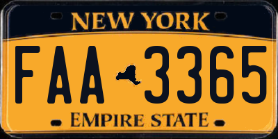 NY license plate FAA3365