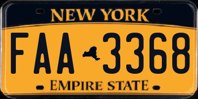 NY license plate FAA3368