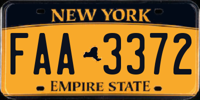 NY license plate FAA3372