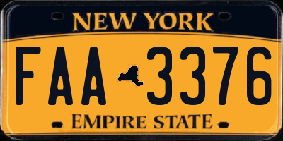 NY license plate FAA3376