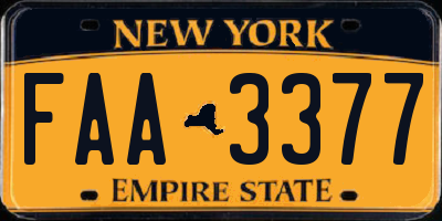 NY license plate FAA3377